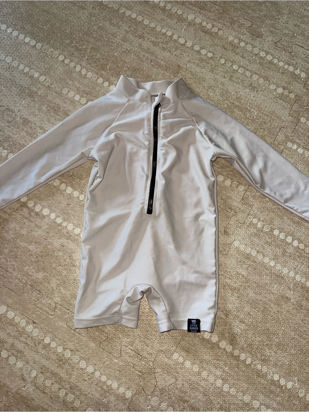 The Little Surfer Dude Kids‎ Long-Sleeve White Swim Sunsuit Front Zip 0-6m